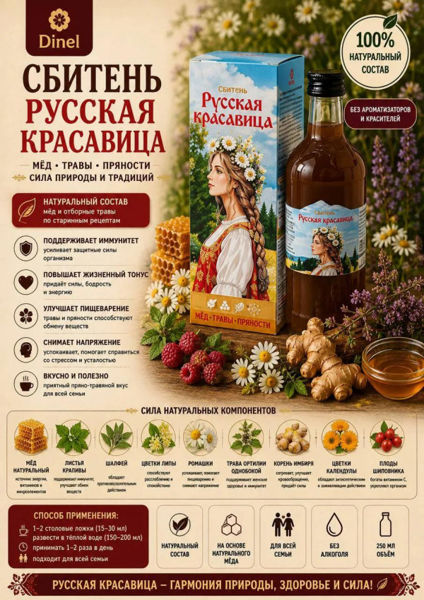 №3 Сбитень Русская красавица, 250мл в Мончегорске