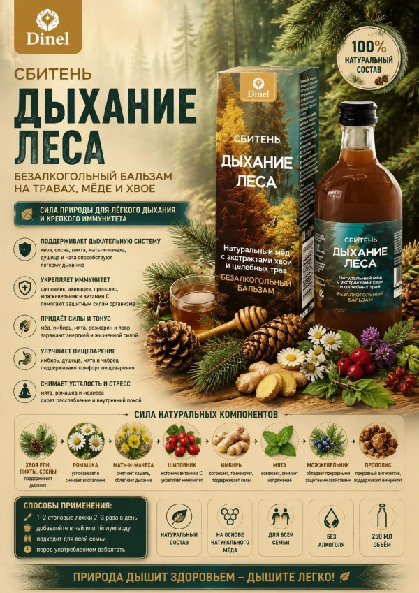 №3 Сбитень Дыхание леса, 250мл  в Мончегорске